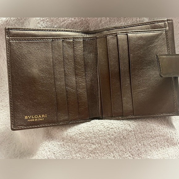 BVLGARI Metallic Brown Chandra with Leather Double Ring Flap monogram - Picture 10 of 13